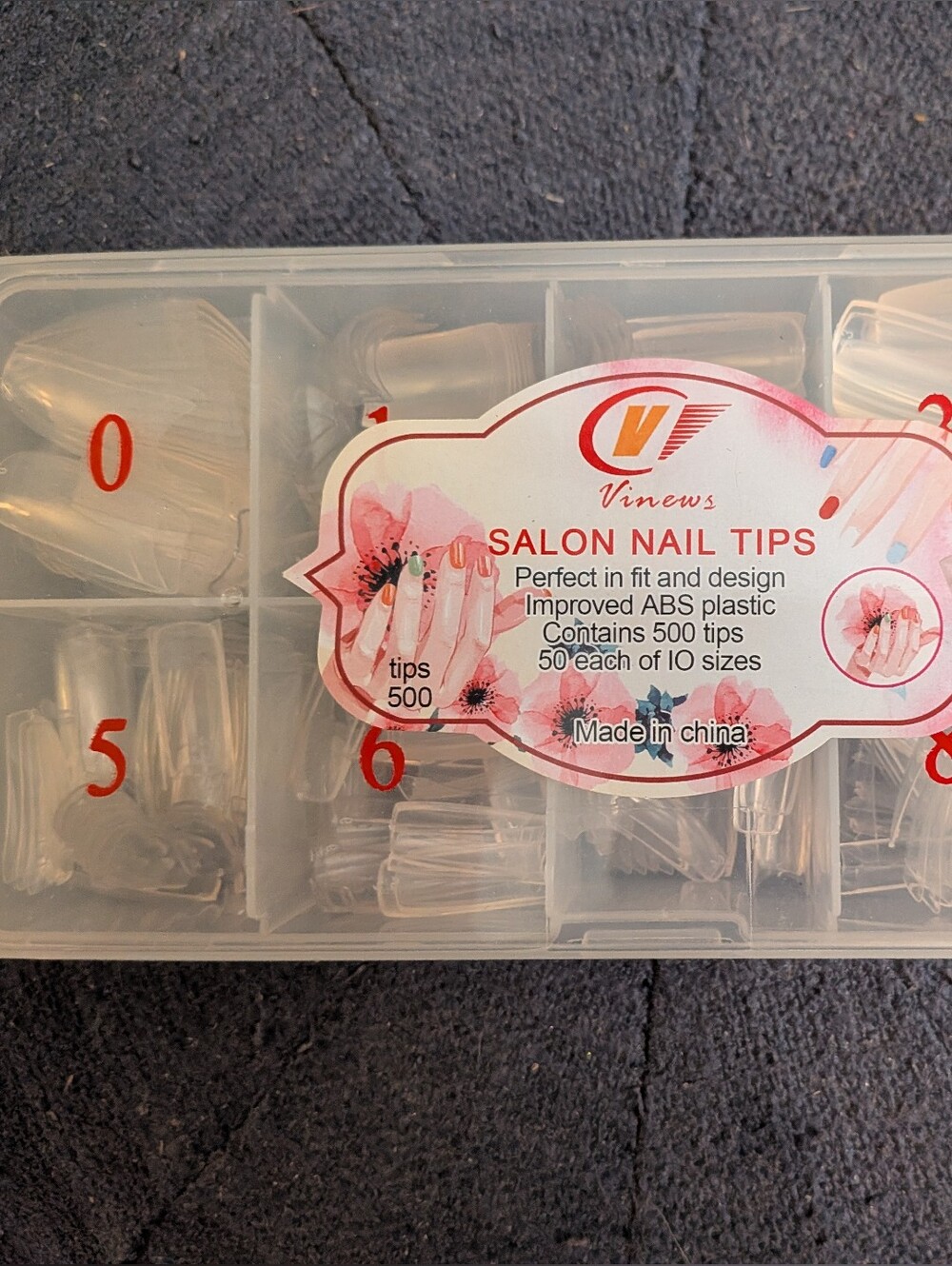 Salon Nail Tips Clear Acrylic False Nails - 500 Pack